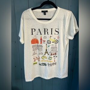 J. Crew White Crewneck Graphic Tee “Paris” Themed | Size XL (New)